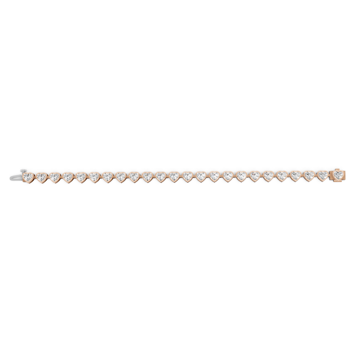 Bezel Set Heart Cut Lab Grown Diamond Tennis Bracelet, 14K Rose Gold Bracelet For Ena Martinovic