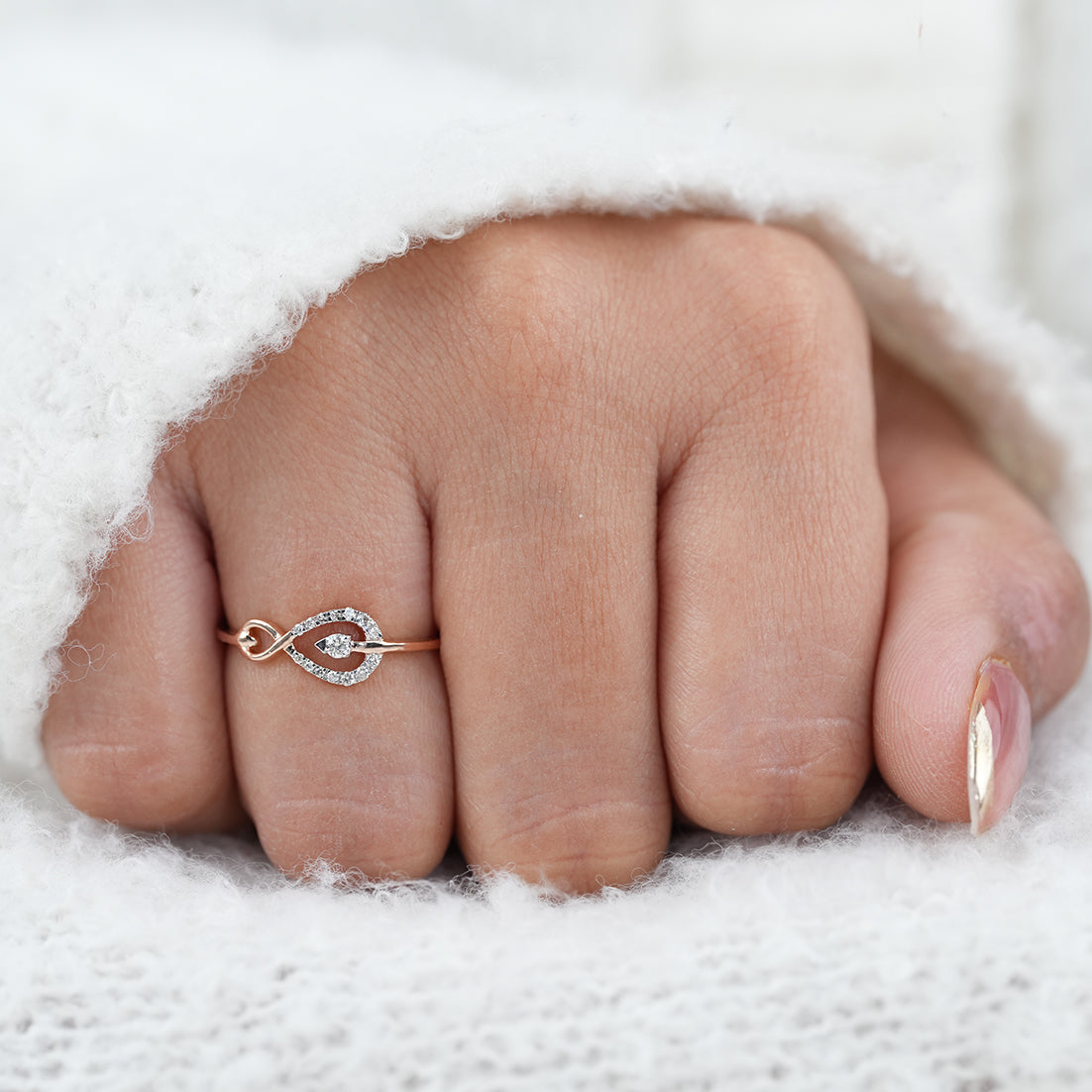 Luxury Heart Infinity Lab Diamond Minimalist Gold Statement Ring